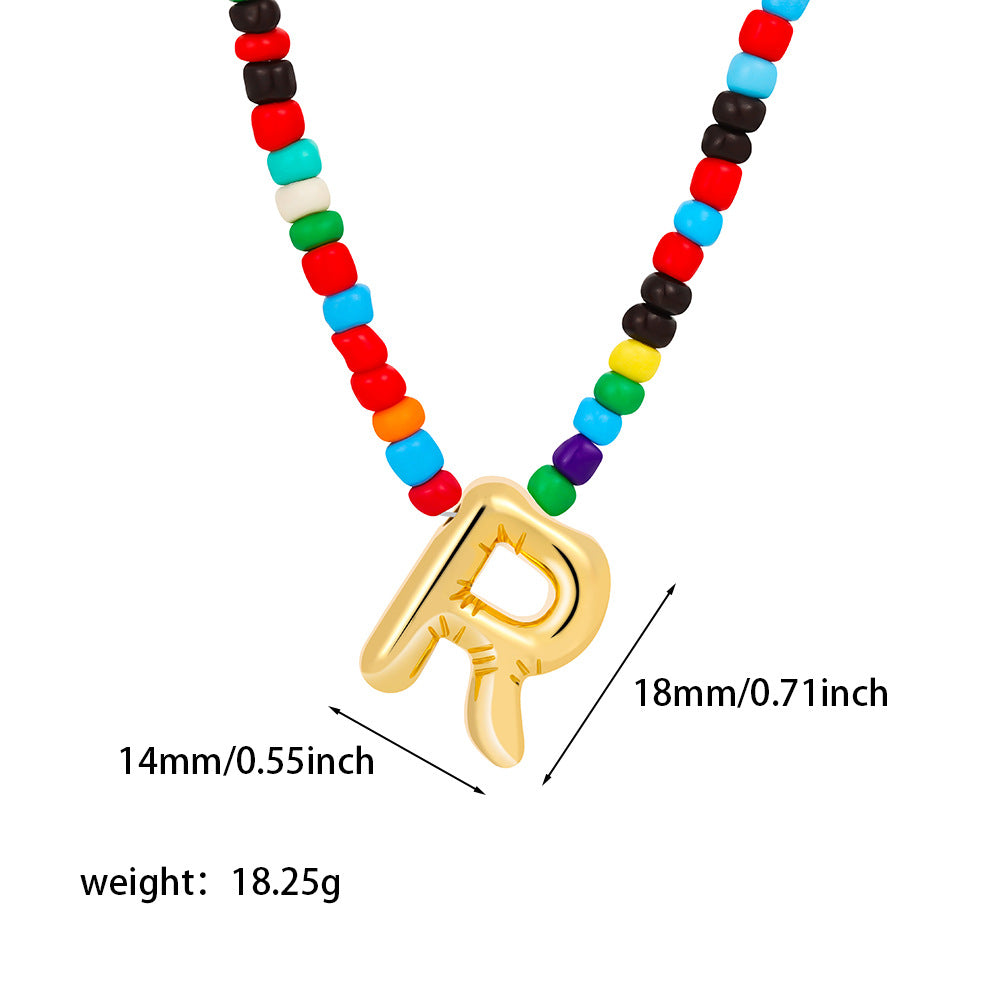 26 letter necklace stainless steel chubby bubble letter English necklace 263