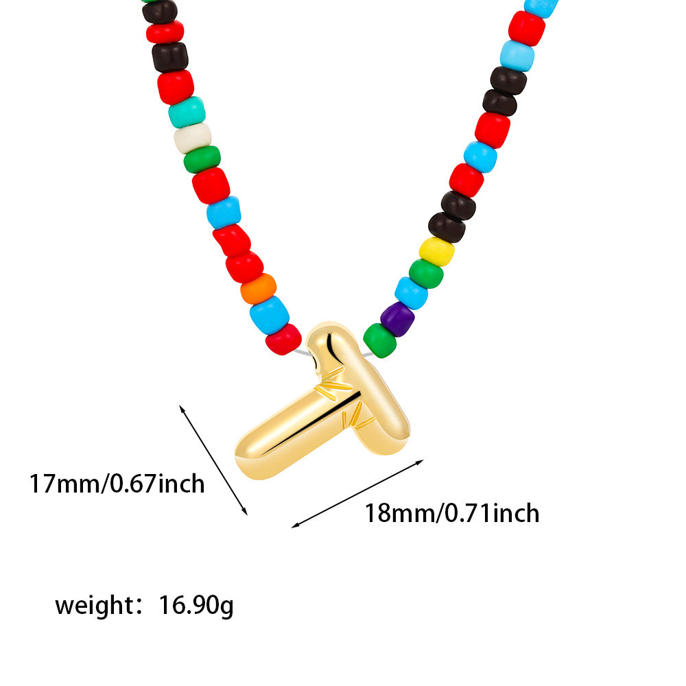 26 letter necklace stainless steel chubby bubble letter English necklace 263