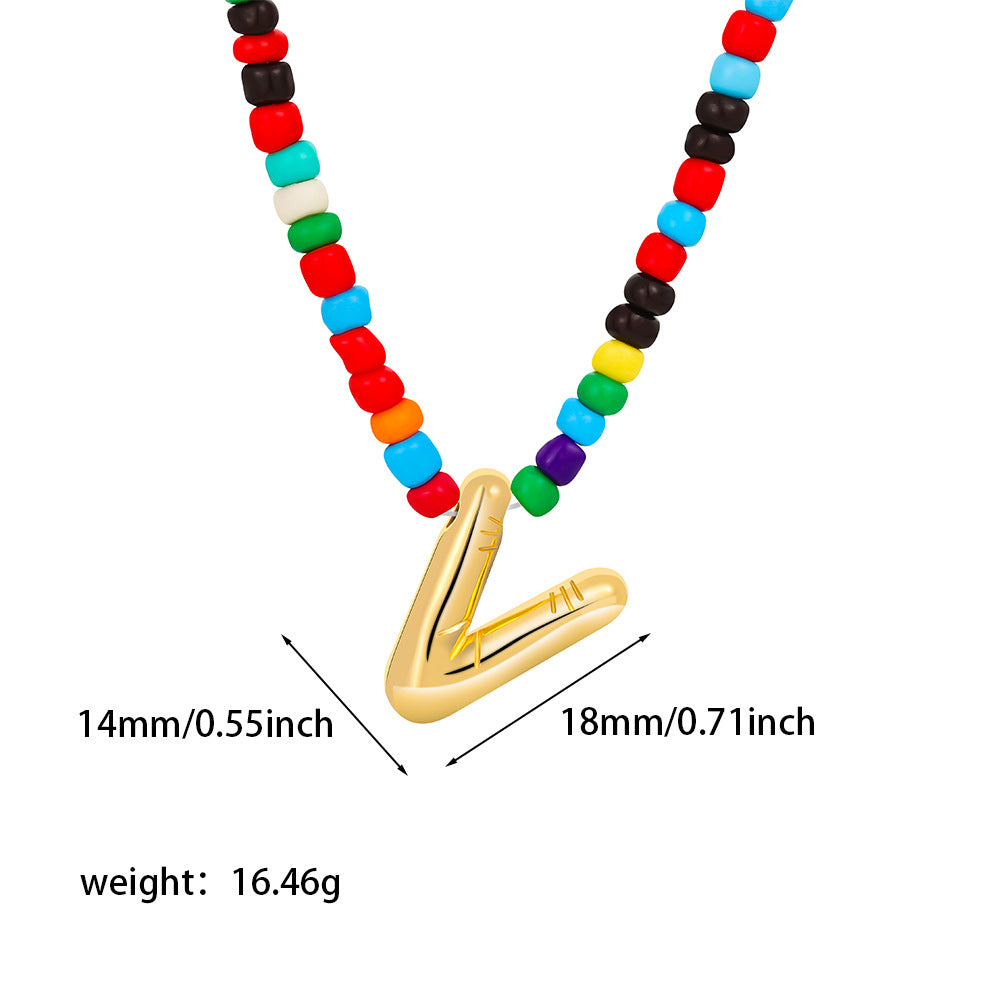 26 letter necklace stainless steel chubby bubble letter English necklace 263