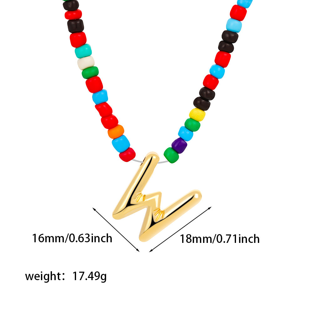 26 letter necklace stainless steel chubby bubble letter English necklace 263