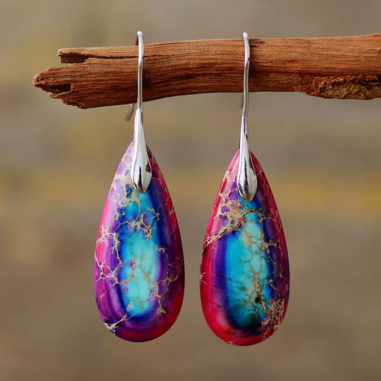 Bohemian Emperor Stone Droplet Pendant Earrings 275