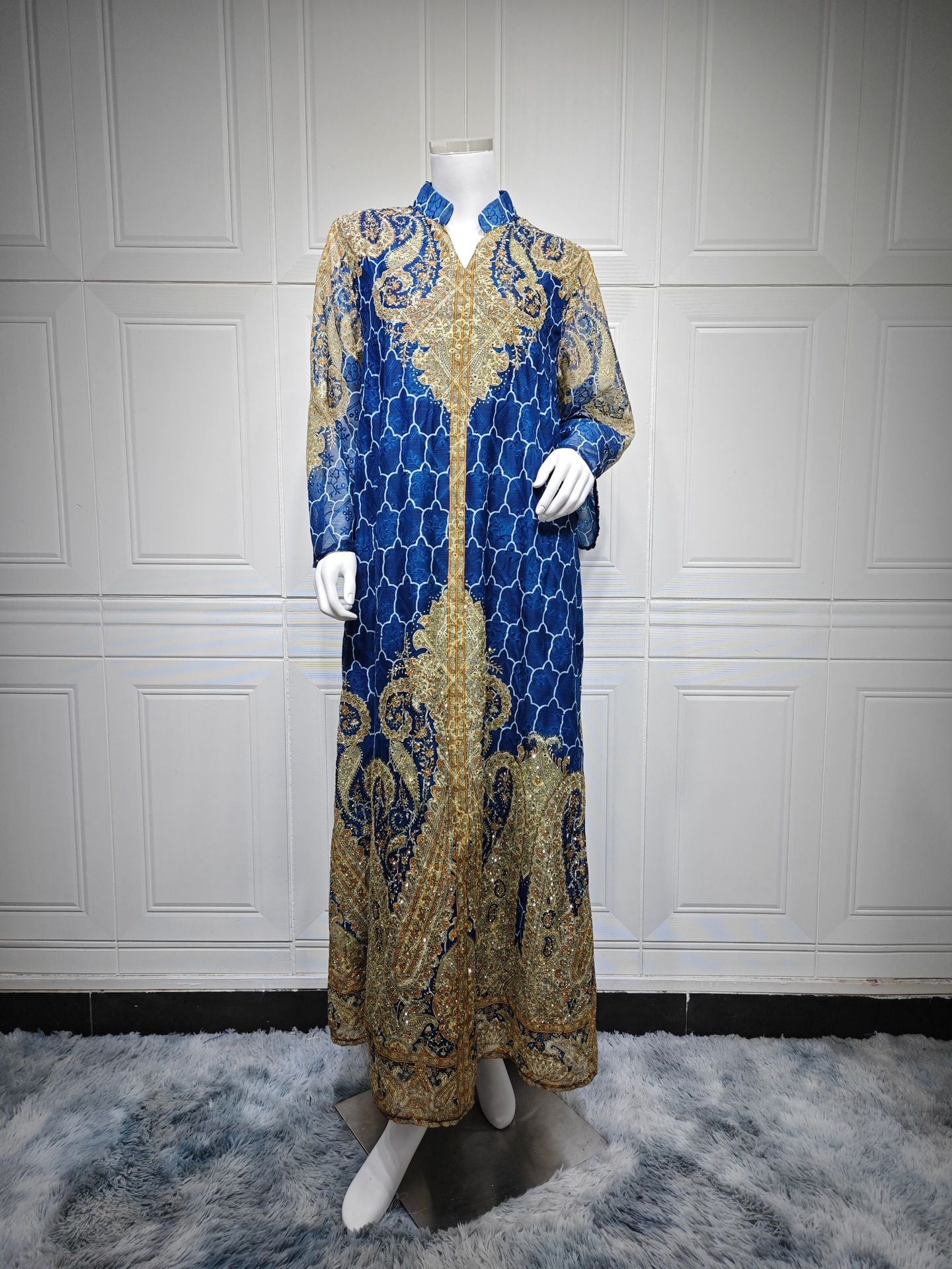 Muslim women's Abaya robe embroidered dress 088