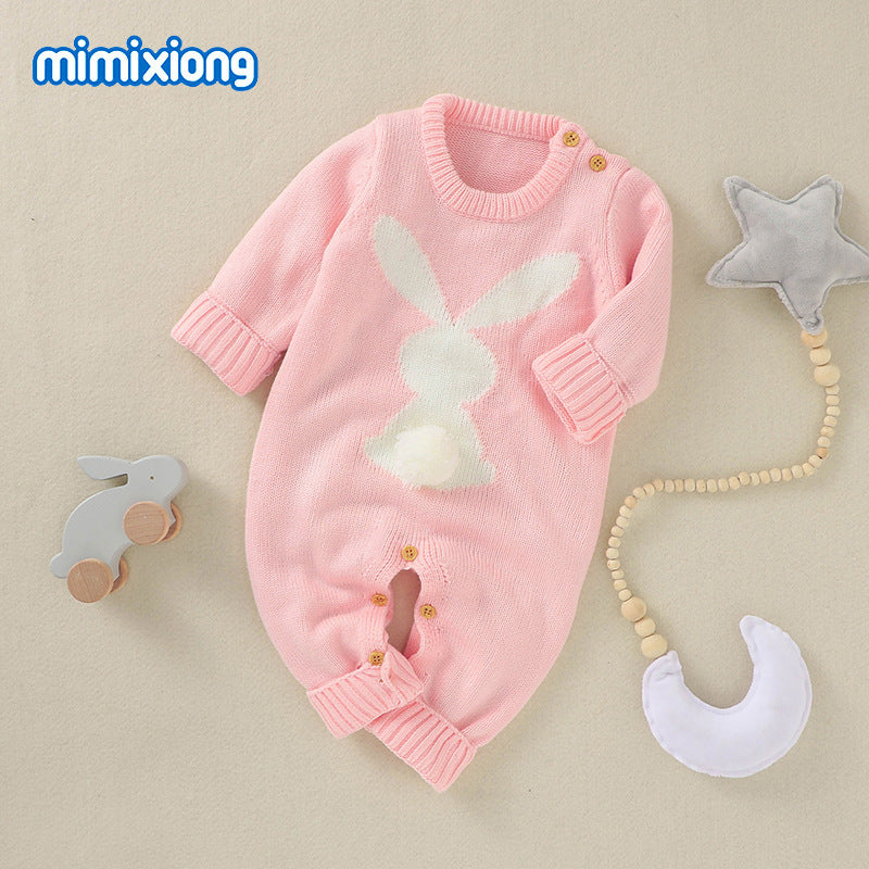 Knitted bunny rompers for boys and girls 072