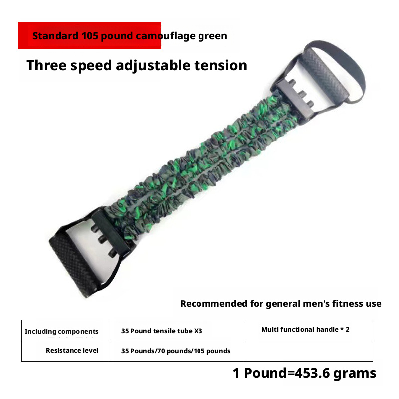 Triple-hole Pull-up Band for Chest Expansion, Arm Strength Training, Latex Fabric Sleeve, Foot Pedal, Resistance Rope 435