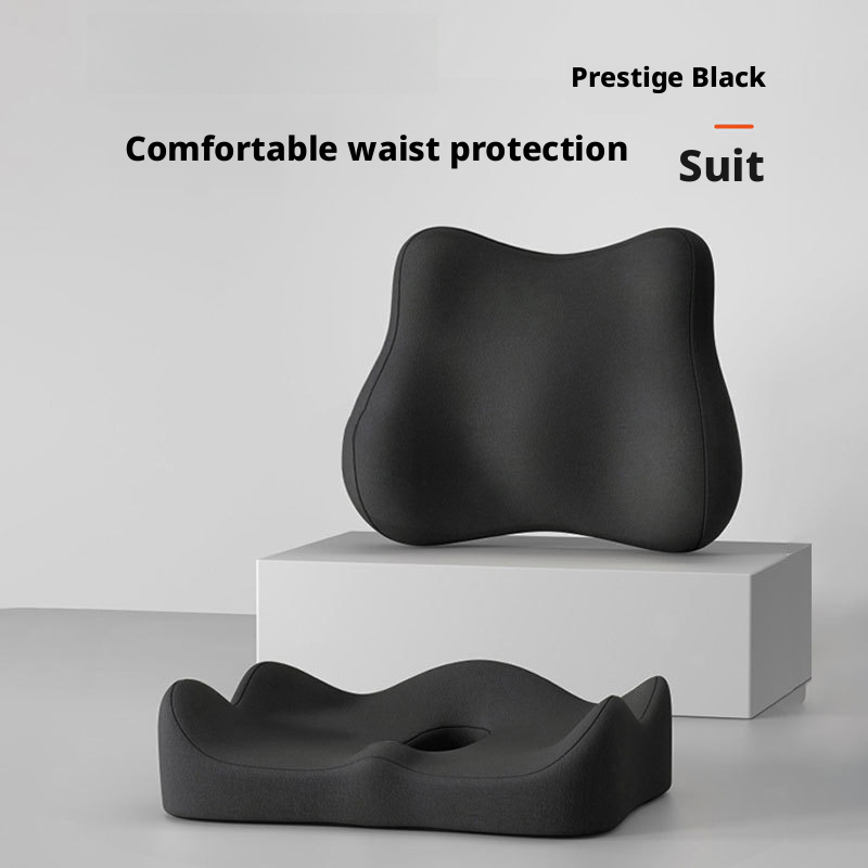 Memory foam office chair seat cushion with lumbar support, stress relief and buttock shaping pad for long-term sitting 450