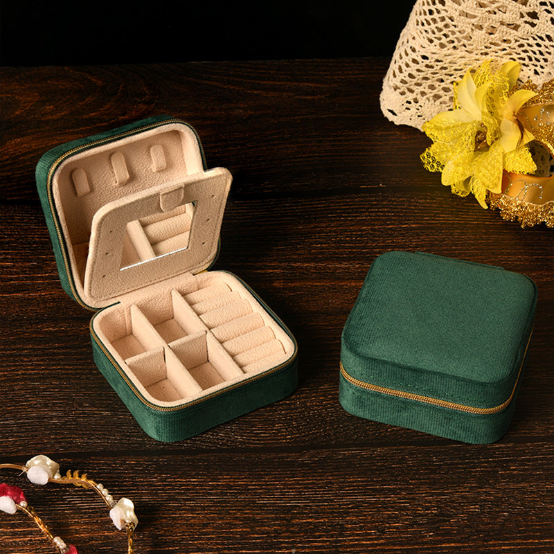 Simple and high-end ins swan velvet jewelry box with mirror 258