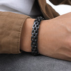 Minimalist men's wide face stainless steel strap gold bracelet 250