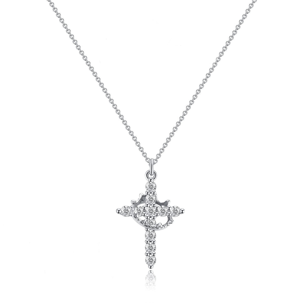 S925 sterling silver full diamond cross necklace neckchain, American hip-hop 279