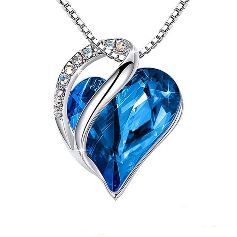 Love shaped geometric birth stone necklace jewelry women's collarbone chain gift 298