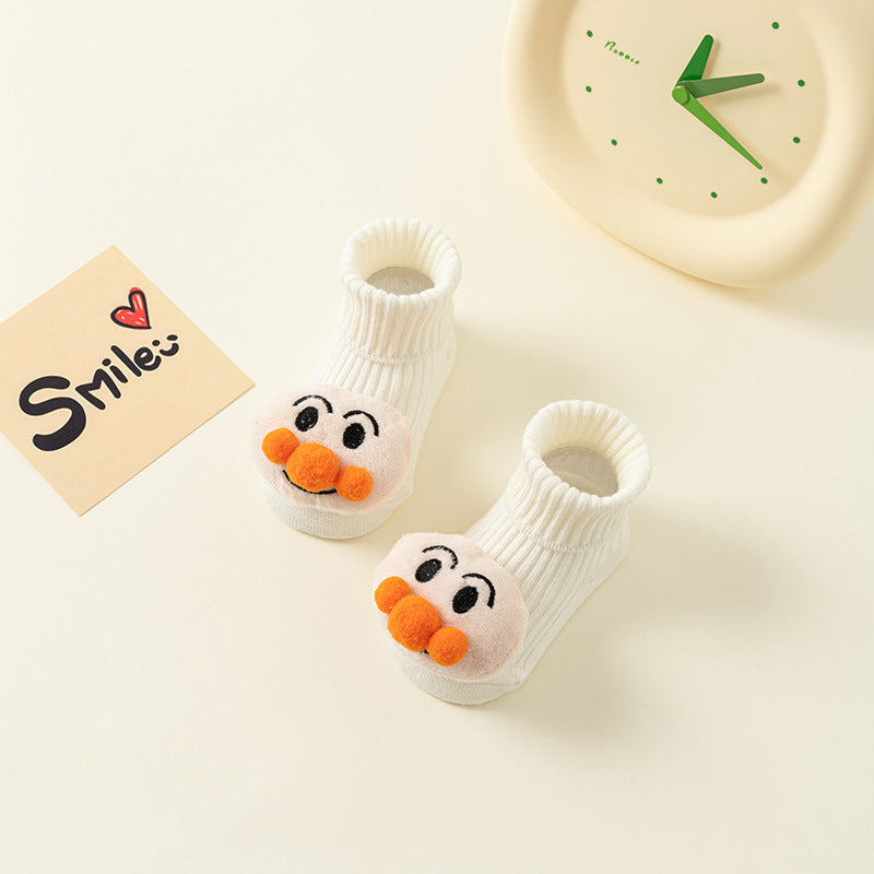 Newborn baby A-type cotton adhesive anti slip cartoon floor socks 075
