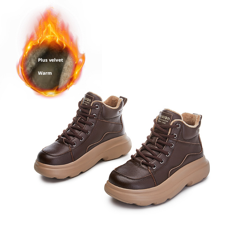 Foam bottom genuine leather snow boots for women 048