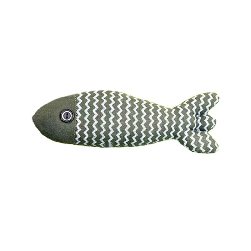 Simulated mint fish cat toy, self fun, scratch resistant, bite resistant, linen fish 334