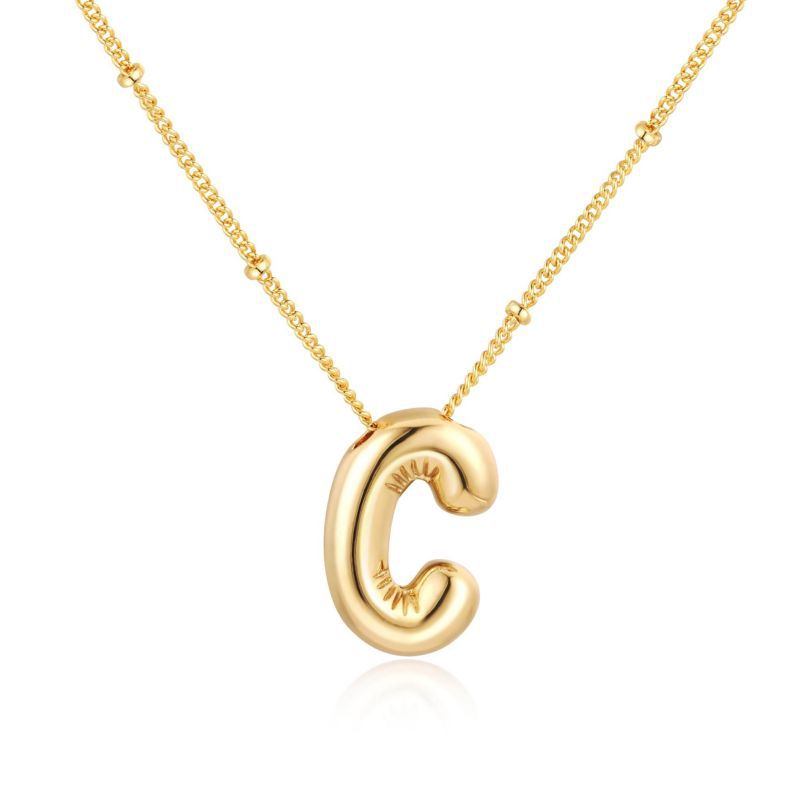 26 letter necklace stainless steel chubby bubble letter English necklace 263
