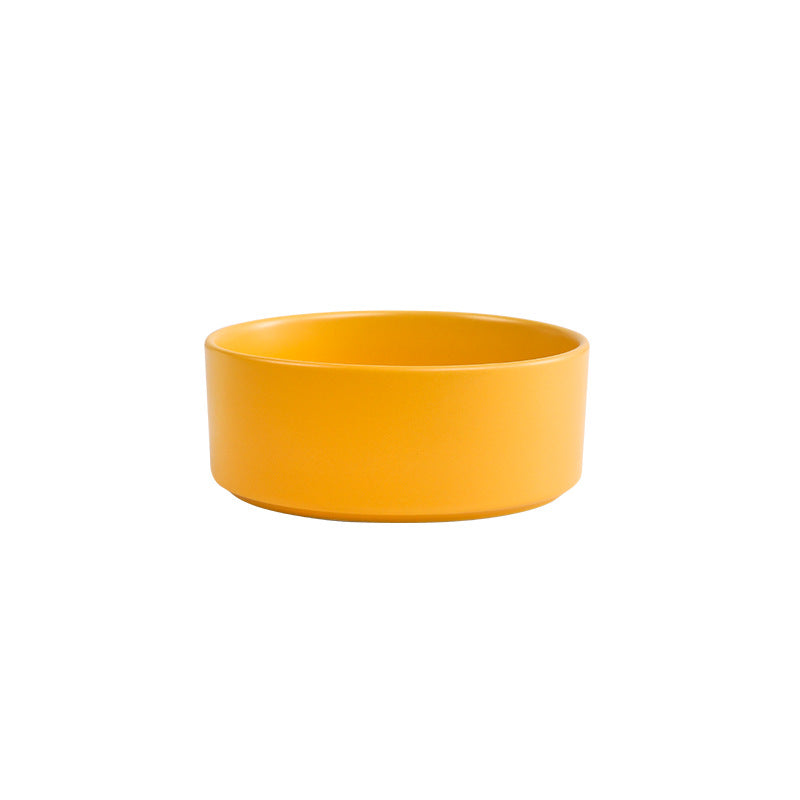 Cat bowl ceramic double bowl water bowl integrated wooden frame dog bowl dog basin 327