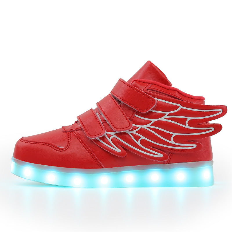 High-top winged light-up sole shoes with LED lights and charging function 096