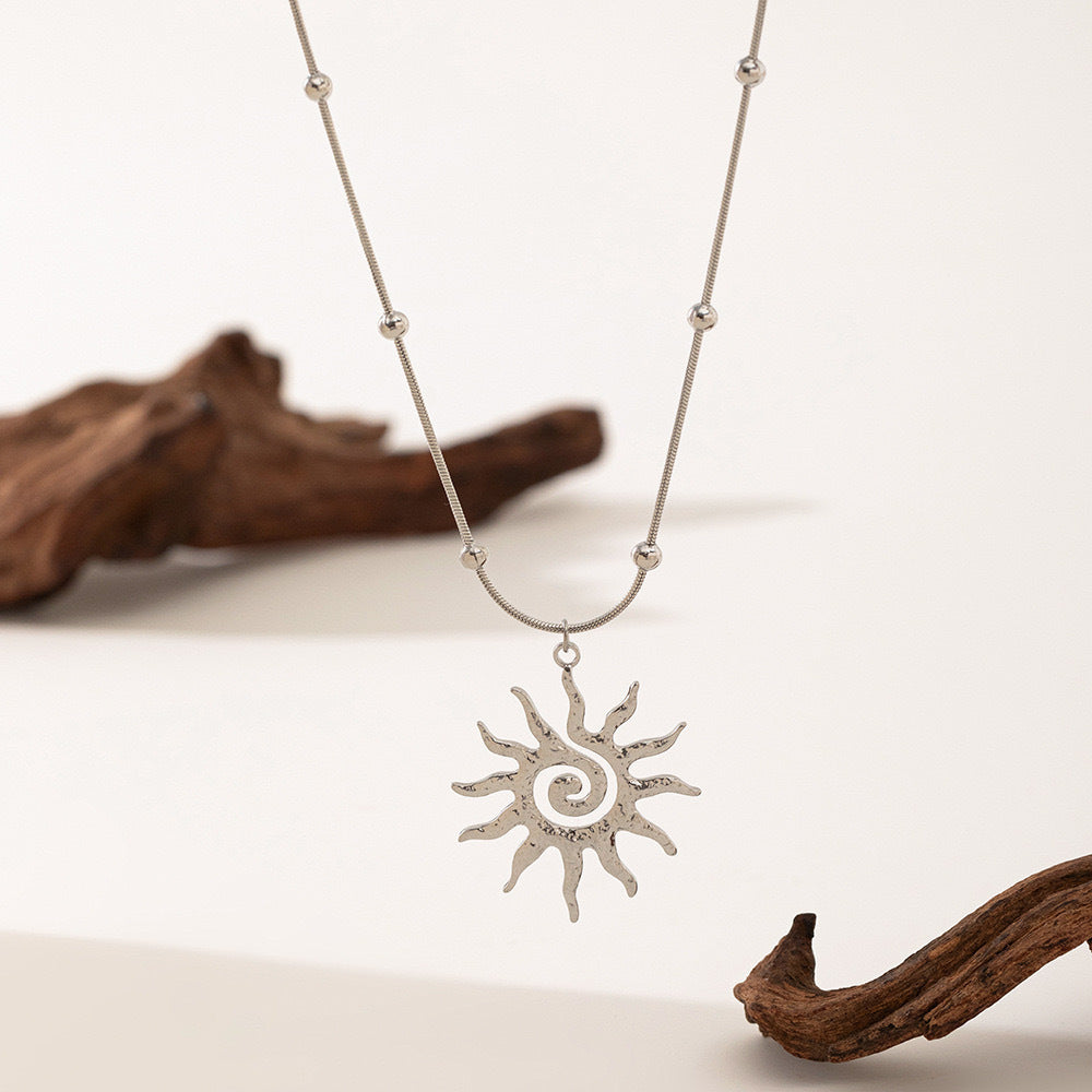 Spiral Sun Pendant Necklace for Women 079