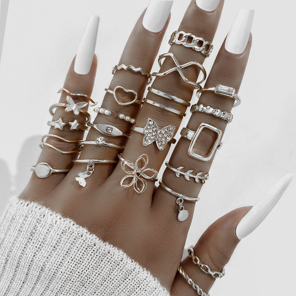 Electrophoretic Black Butterfly Diamond Set Ring Pearl Ring 289