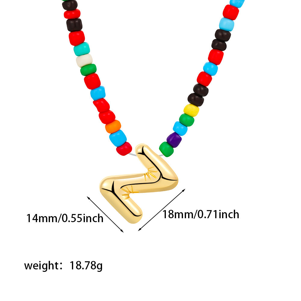 26 letter necklace stainless steel chubby bubble letter English necklace 263