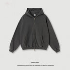 American retro heavyweight men's hooded sweatshirt washed distressed cardigan zipper jacket men W24171