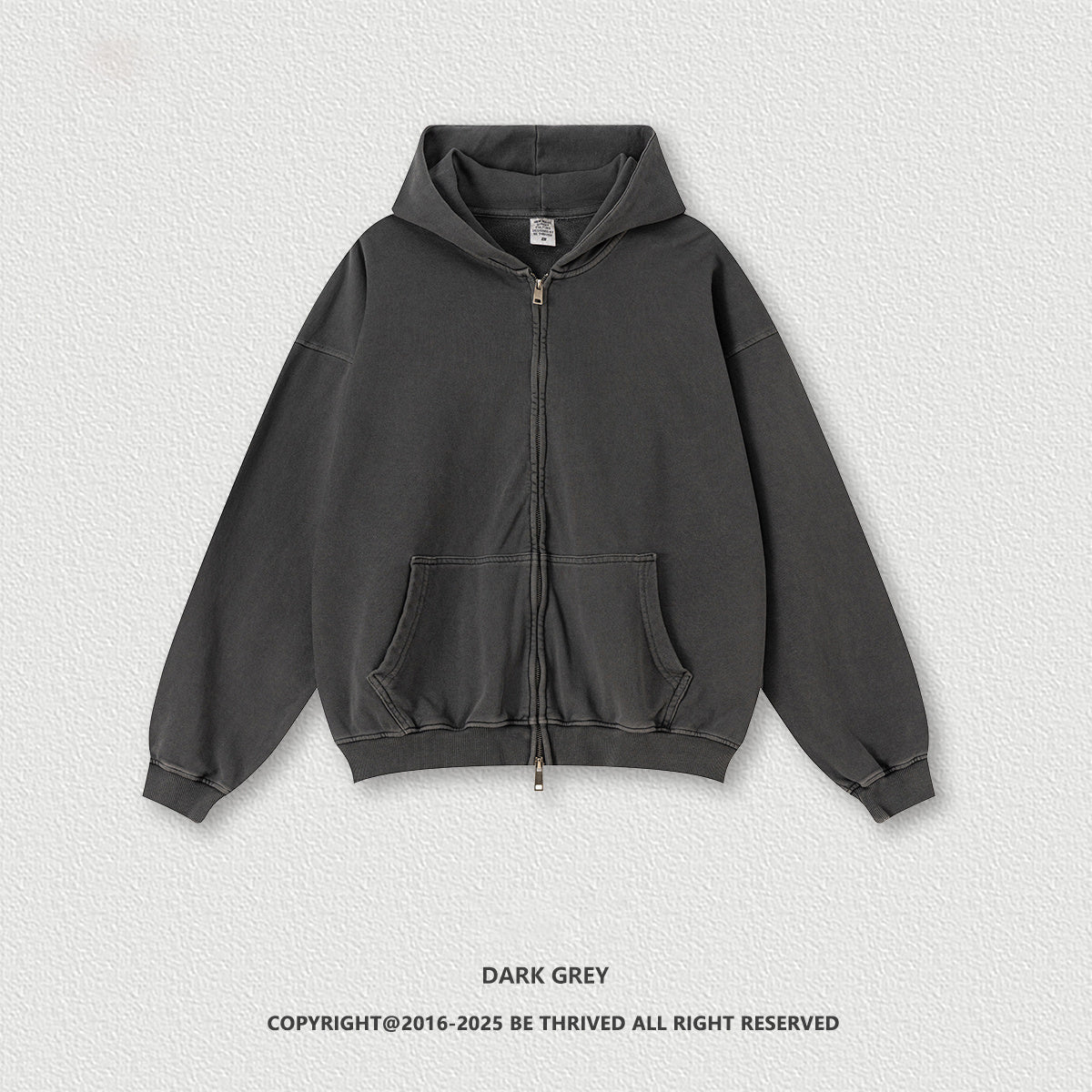 American retro heavyweight men's hooded sweatshirt washed distressed cardigan zipper jacket men W24171