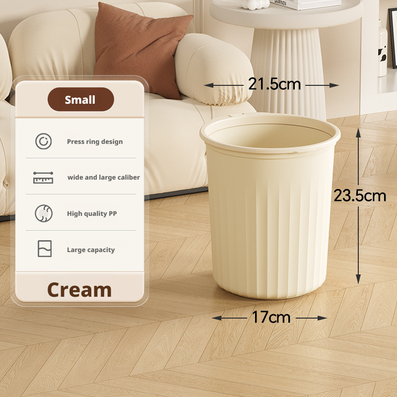 Plastic household kitchen bedroom toilet simple large size lidless pressure ring trash can 019