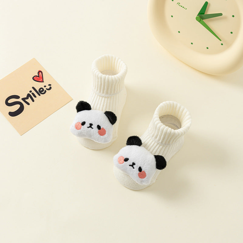 Newborn baby A-type cotton adhesive anti slip cartoon floor socks 075