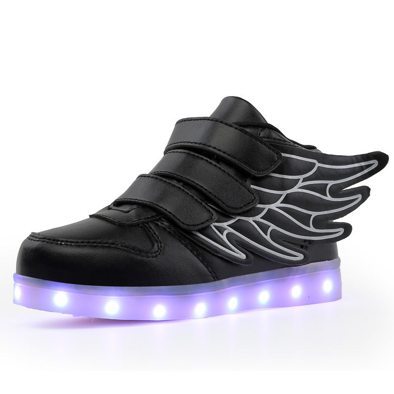 High-top winged light-up sole shoes with LED lights and charging function 096