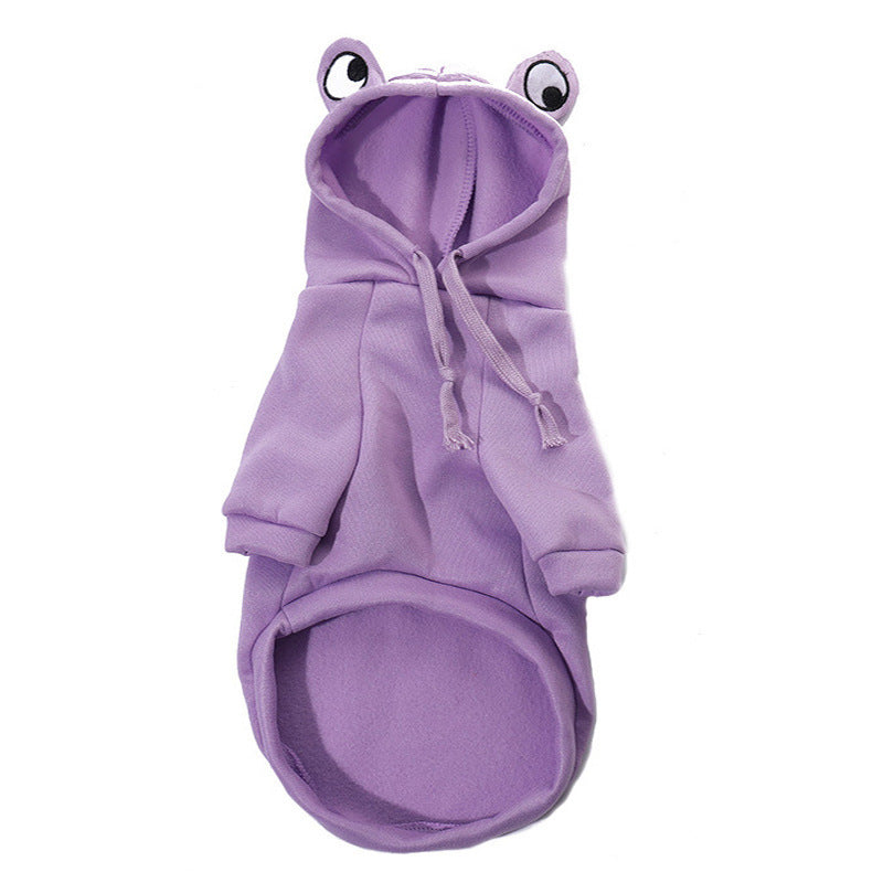 Dog, cat, pet hooded cotton jacket, autumn and winter fleece warm frog hoodie 307