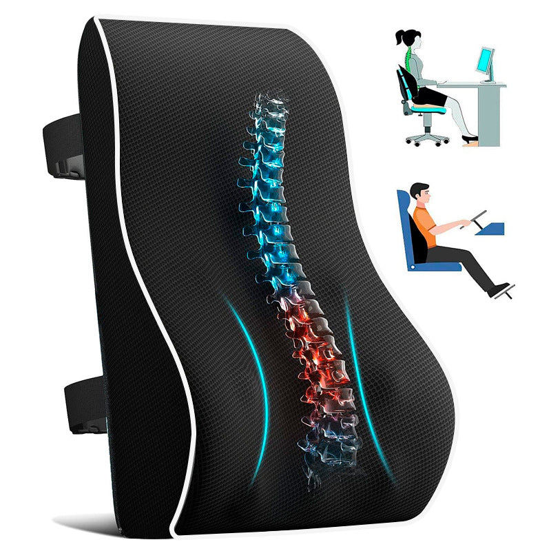 Car lumbar support, ergonomic memory cotton backrest cushion 365