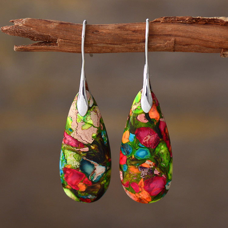 Bohemian Emperor Stone Droplet Pendant Earrings 275