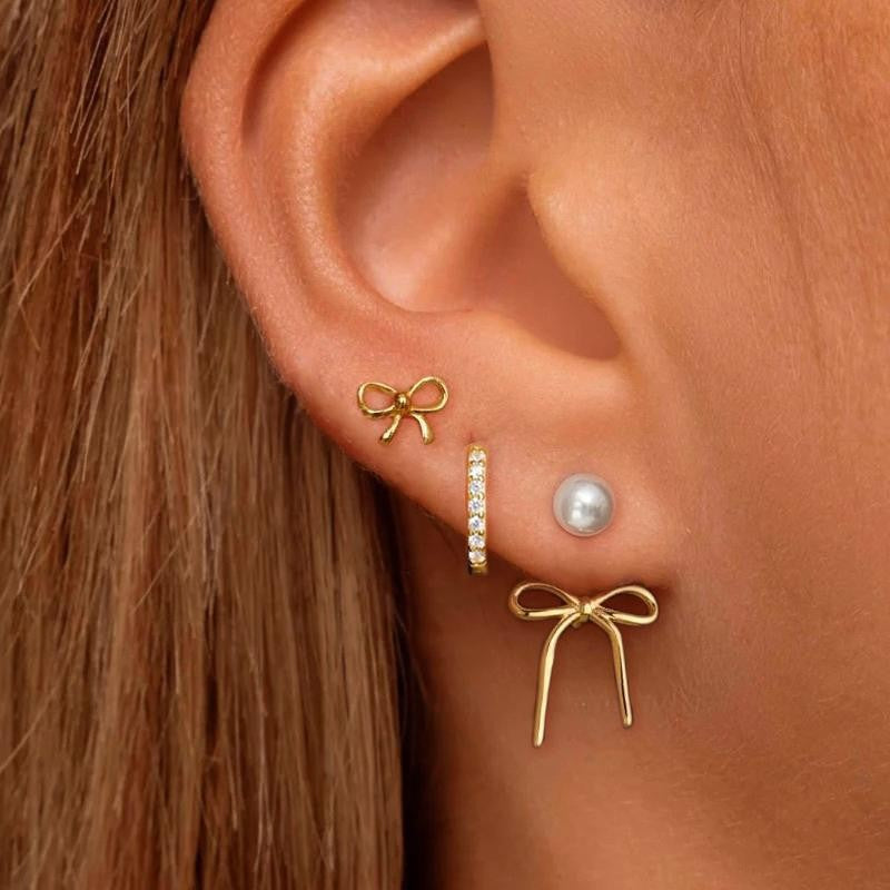 Inlaid zircon copper ear buckle creative temperament zirconia twist buckle earring set 3-piece set 277