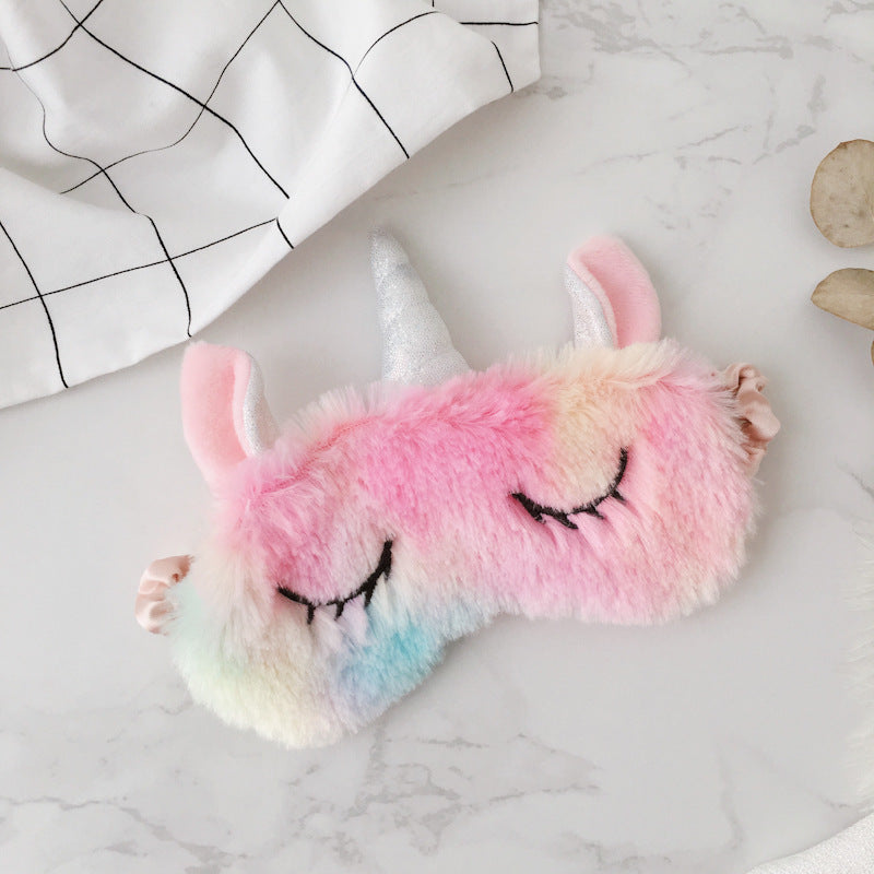Gradient unicorn plush girl headband, blackout sleep mask 203