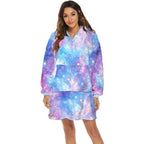 Warm winter TV blanket, lazy blanket, casual black and white cow leopard print hoodie, pajamas 200