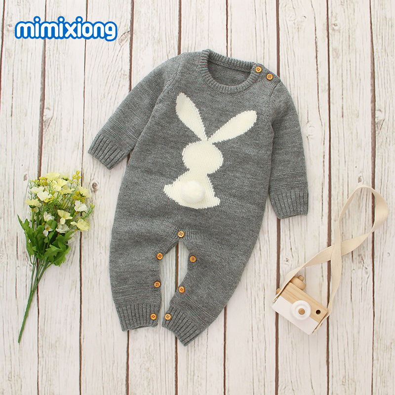 Knitted bunny rompers for boys and girls 072