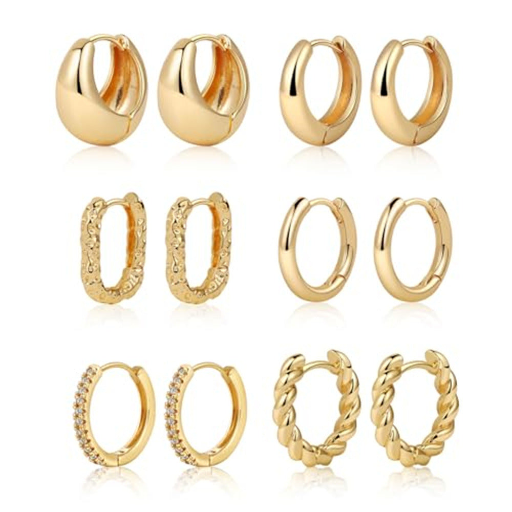Coarse opening C earrings 14K gold-plated copper cartilage earrings 292