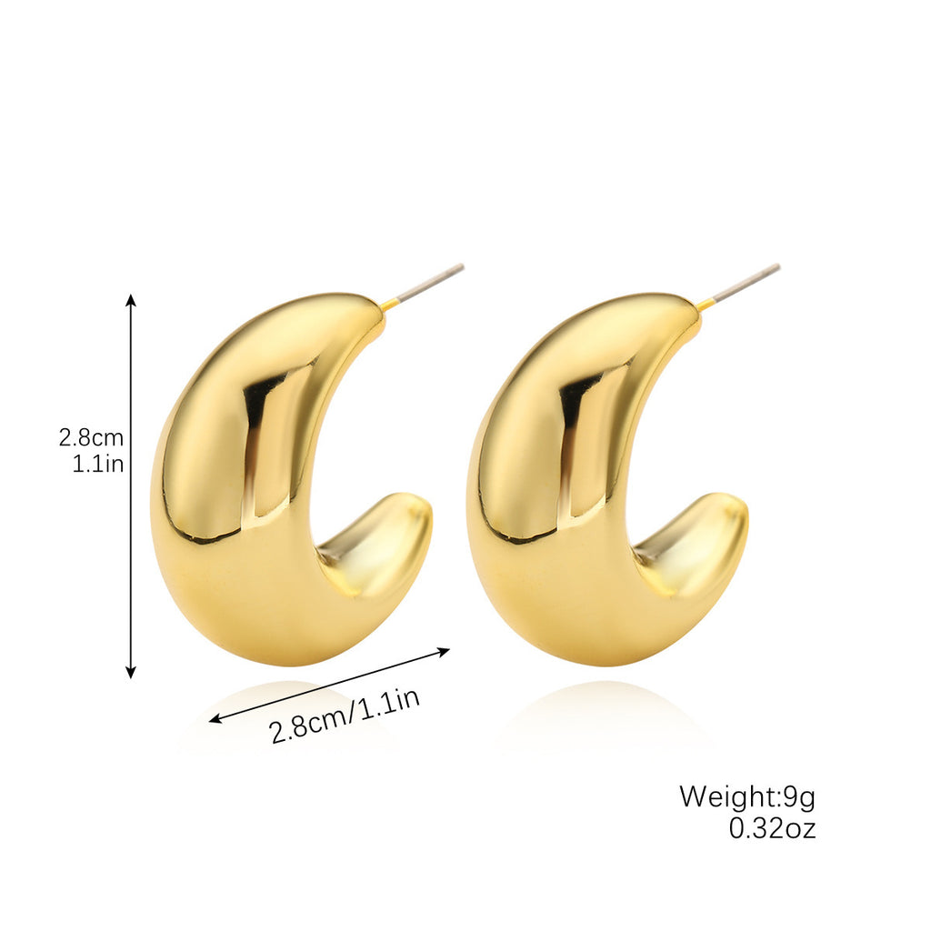 Copper plated white K-color gold smooth earrings irregular earrings for women 284