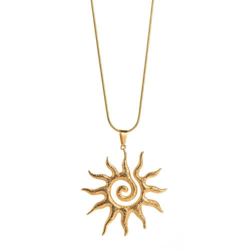 Spiral Sun Pendant Necklace for Women 079