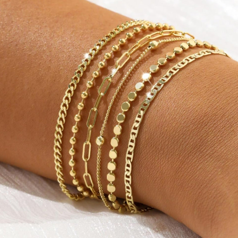 Fashionable explosive exquisite metal set bracelet 5-piece set 280