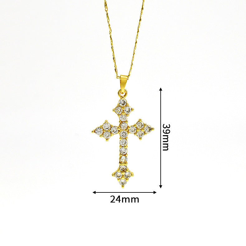 S925 sterling silver full diamond cross necklace neckchain, American hip-hop 279