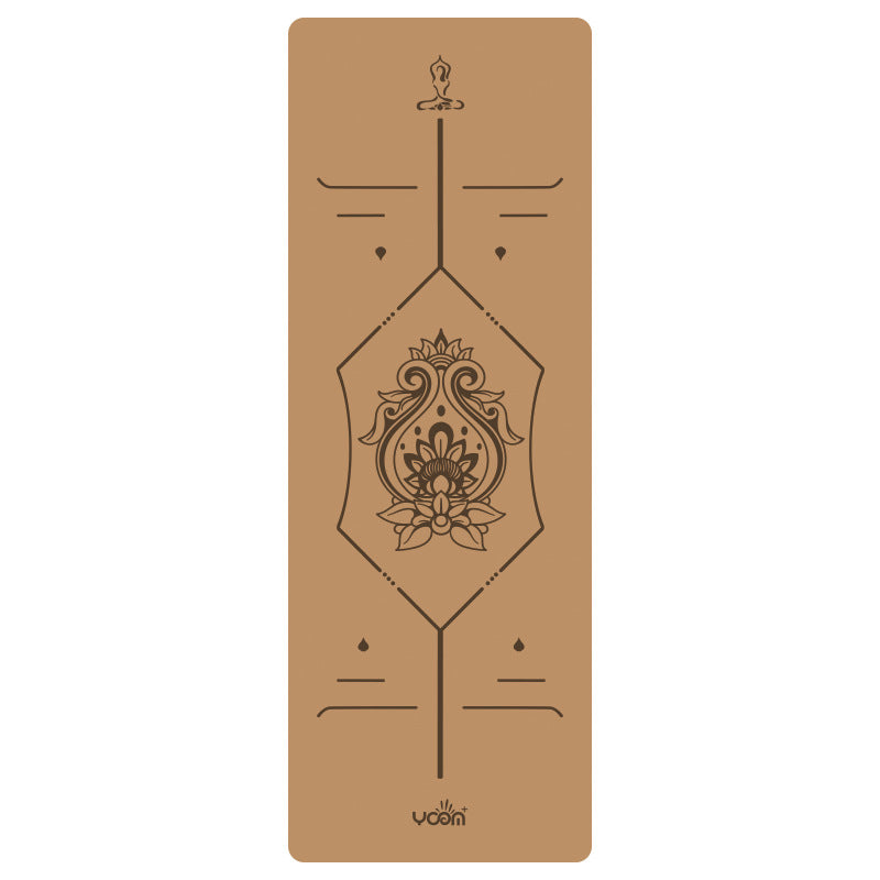 Widened and thickened natural rubber gymnastics mat with printed body position lines 016