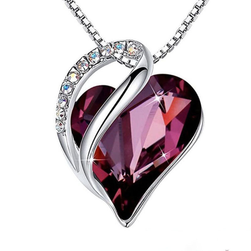 Love shaped geometric birth stone necklace jewelry women's collarbone chain gift 298