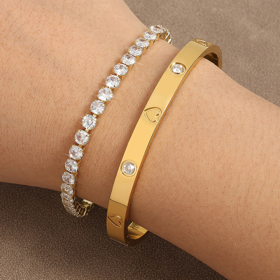Fashionable zircon inlaid diamond bracelet set 287