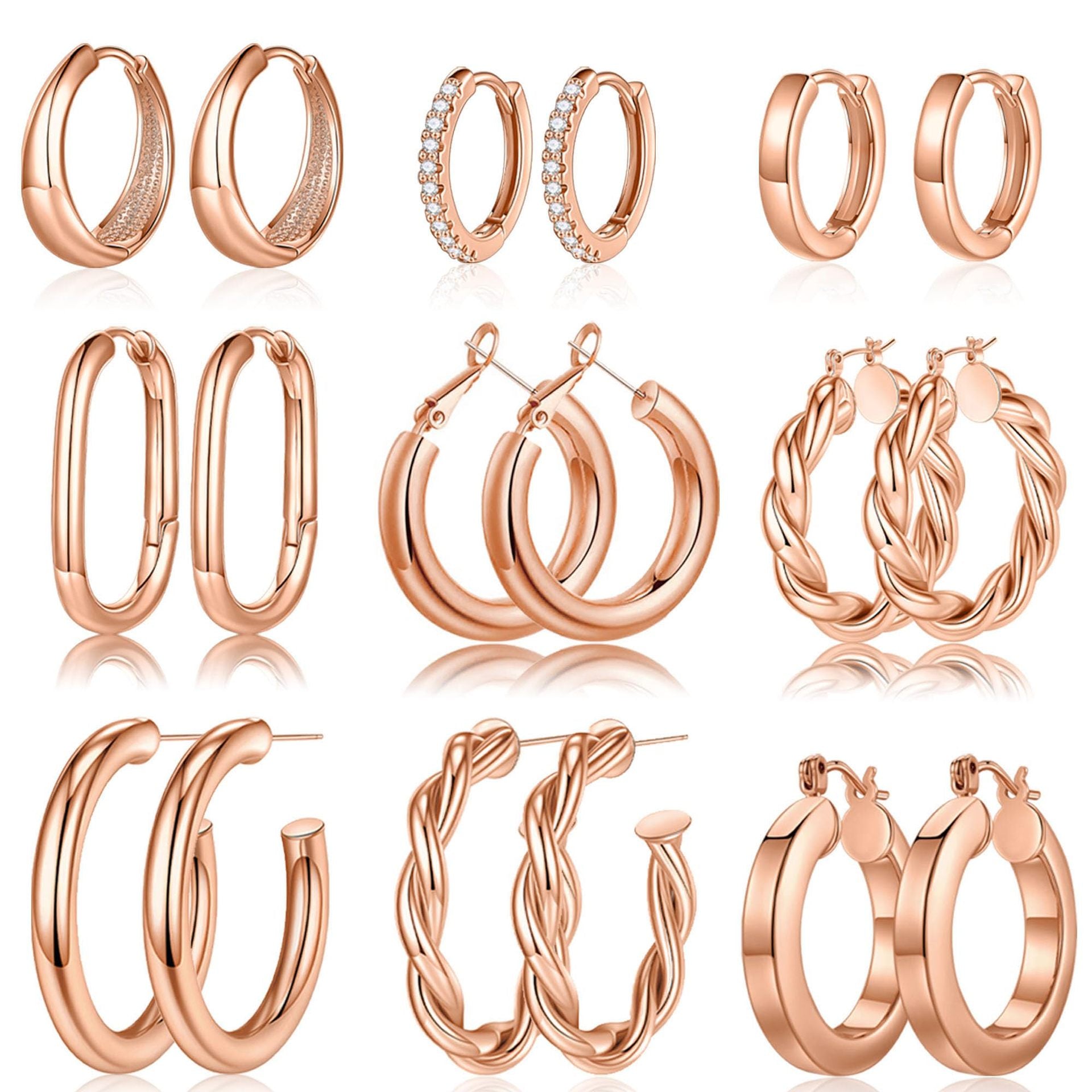 Copper round tube plated with 18K gold, circle earrings thickened 267