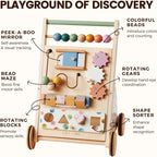 Learn walking toys with wheels and wooden baby strollers 6-12 months old 205