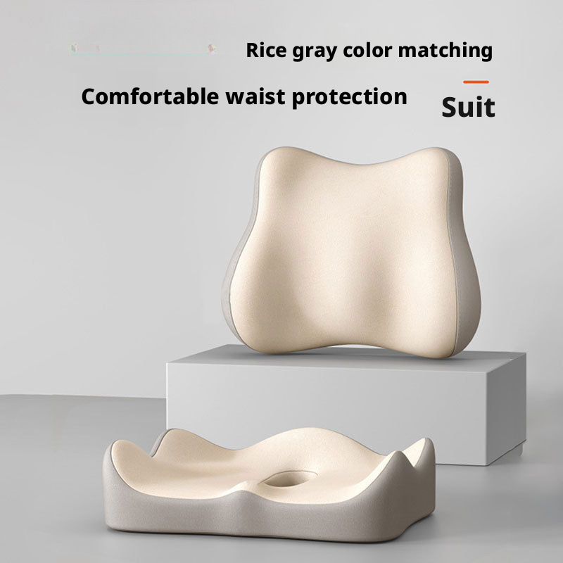 Memory foam office chair seat cushion with lumbar support, stress relief and buttock shaping pad for long-term sitting 450
