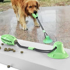Teeth grinding food dispenser, chew resistant ball, suction cup dog toy 222
