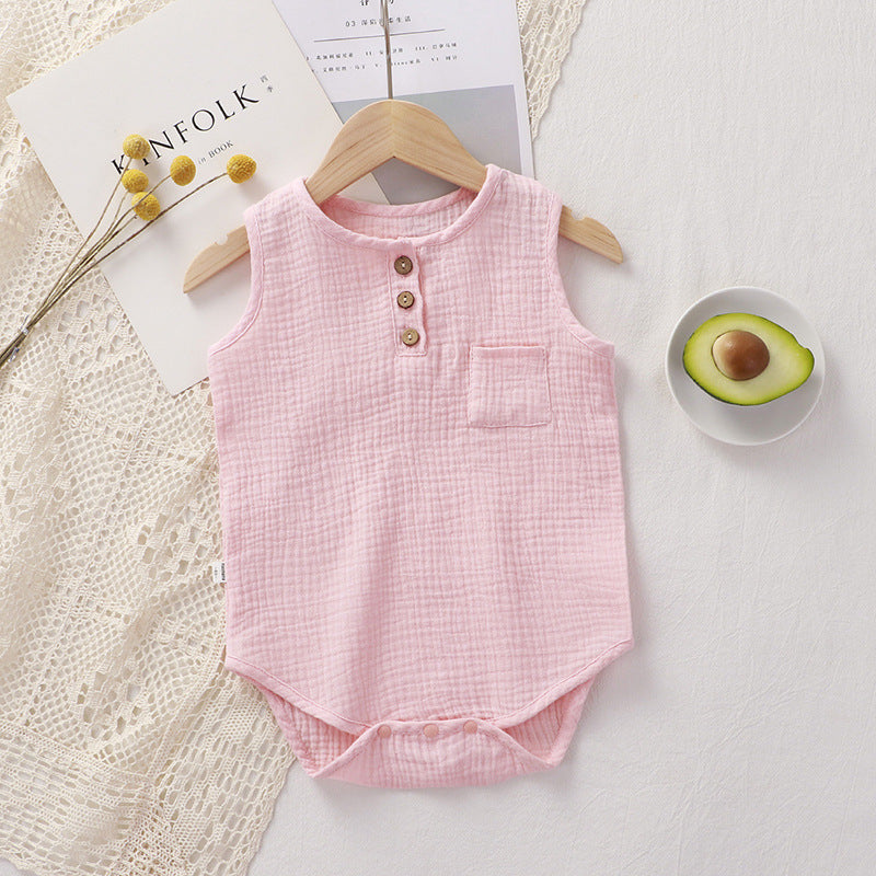 Baby jumpsuit summer thin cotton gauze for male and female babies 073