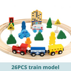 High speed rail wooden track car simulation electric train wooden small train toy package 206