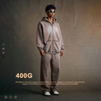 Streetwear hooded sweatshirt with monkey print, frayed hem, zip-up cardigan for men W25310