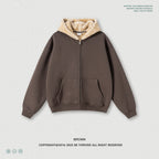 Autumn American trendy brand composite plush hooded cardigan sweatshirt loose zipper jacket for men w25555